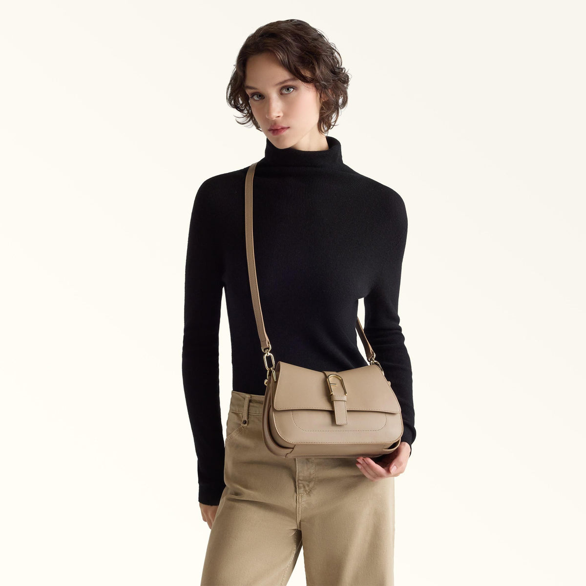 Furla Flow Top Handle M Greige - Furla