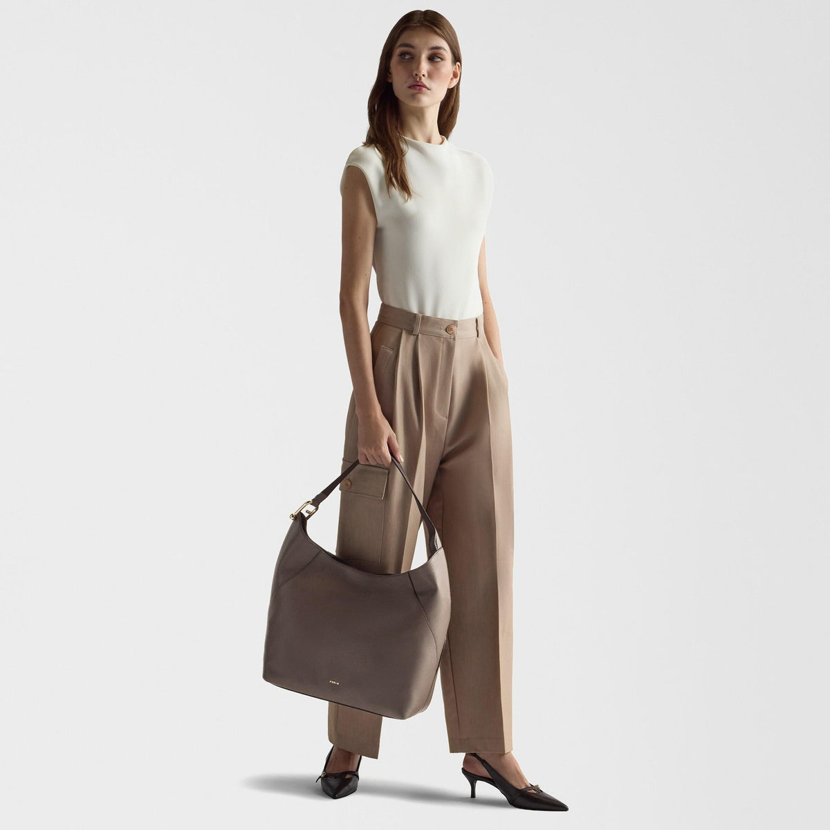 Furla Lara Shoulder Bag L Mogano - Furla
