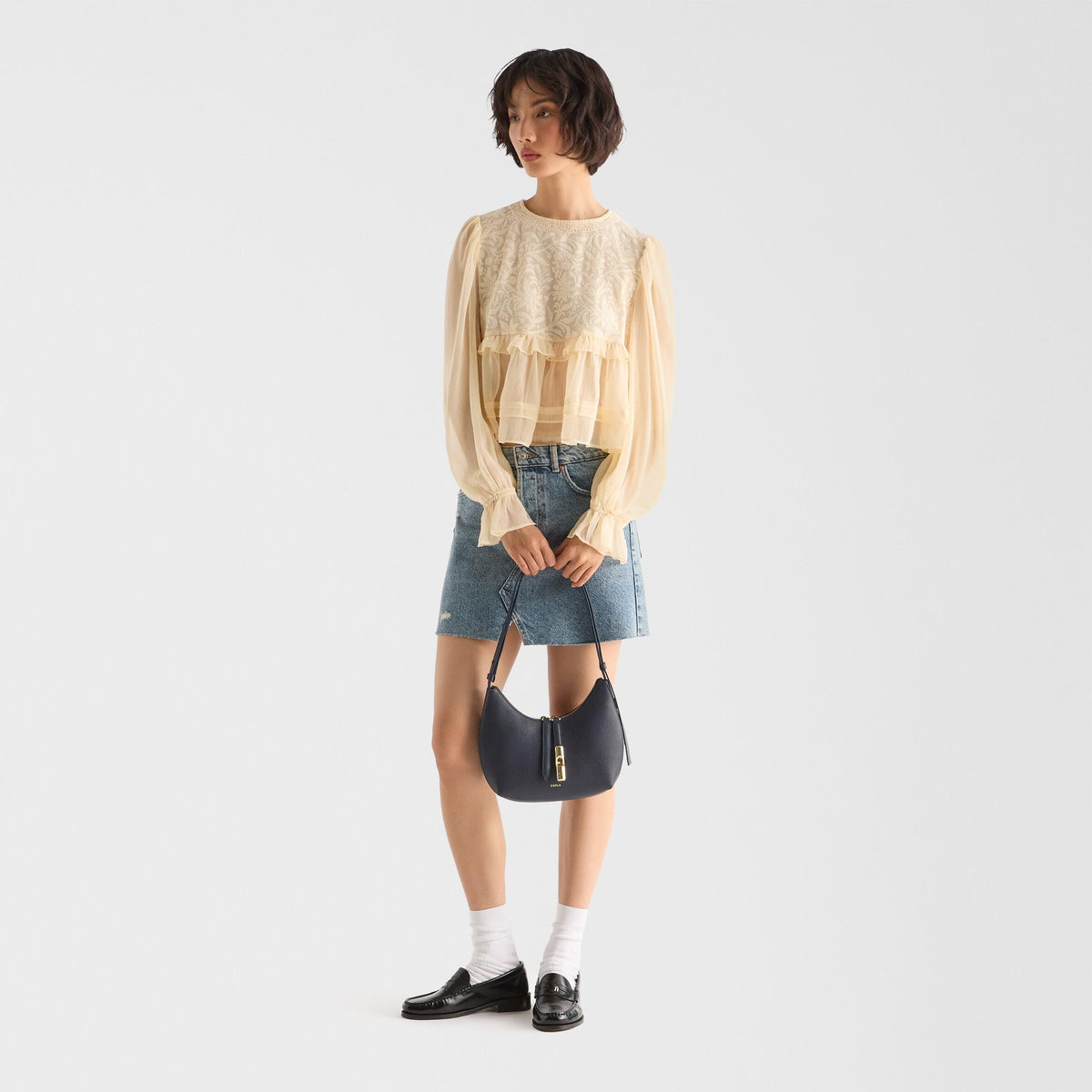 Furla Goccia Shoulder Bag S Ink Blue - Furla