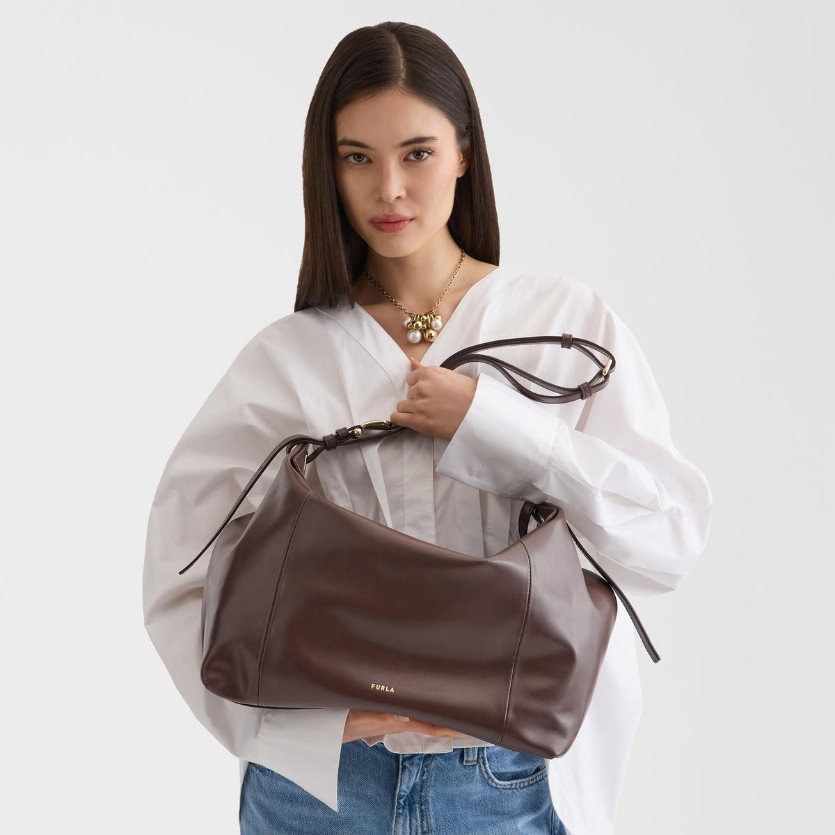 Furla Ginevra Shoulder Bag L Espresso - Furla