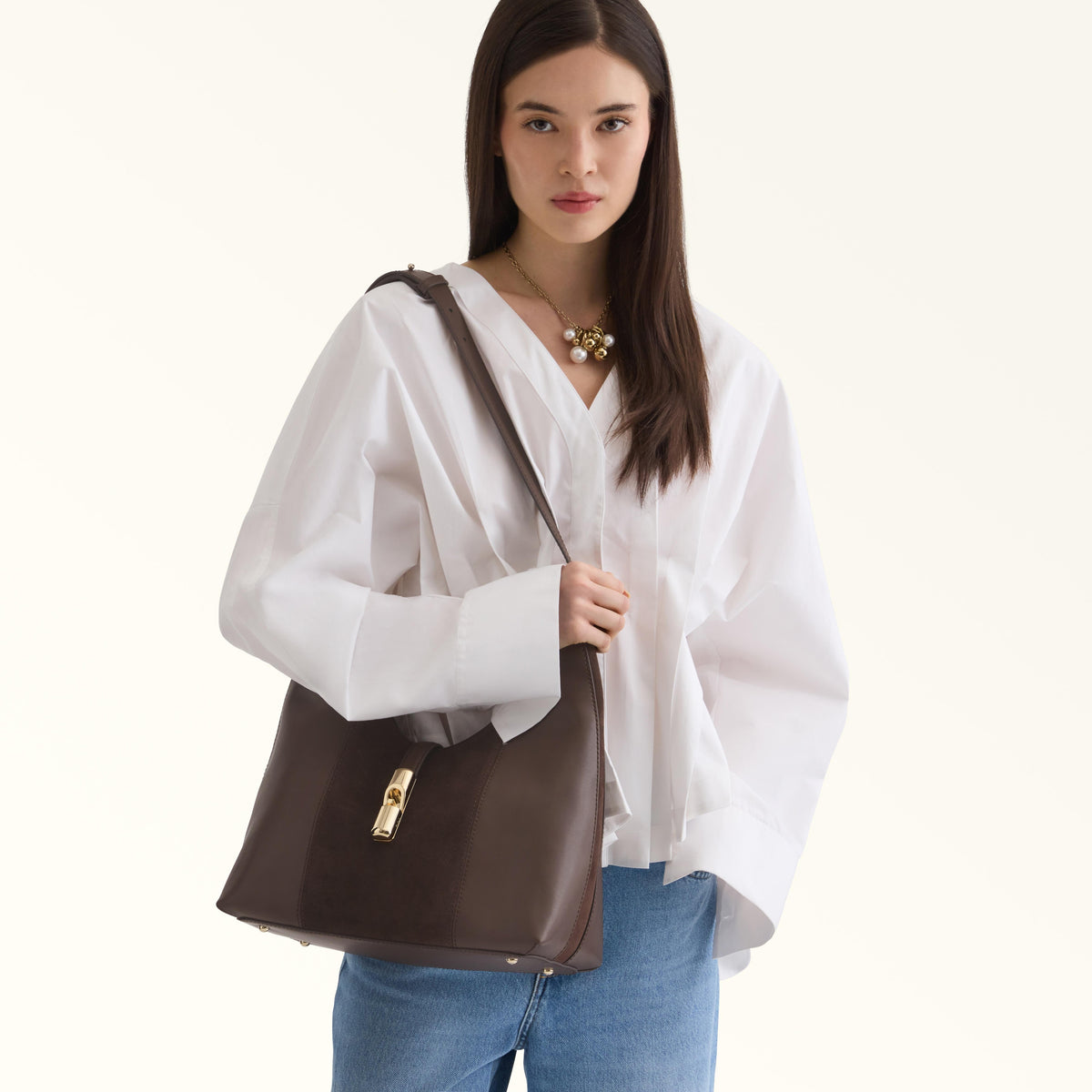 Furla Goccia Shoulder Bag M Toni Espresso - Furla
