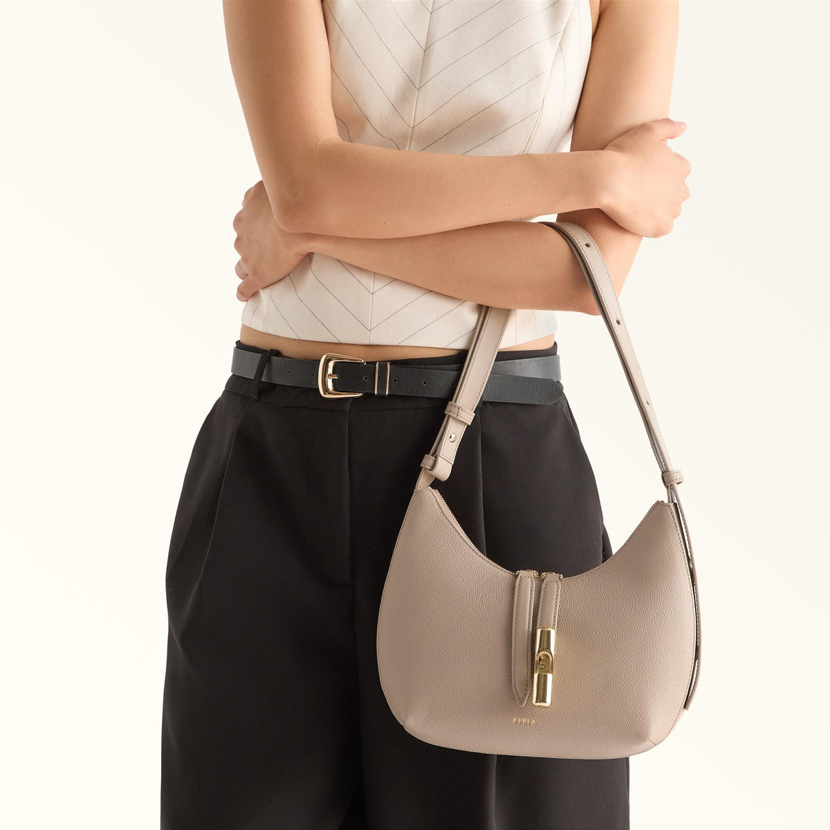 Furla Goccia Shoulder Bag S Linen - Furla