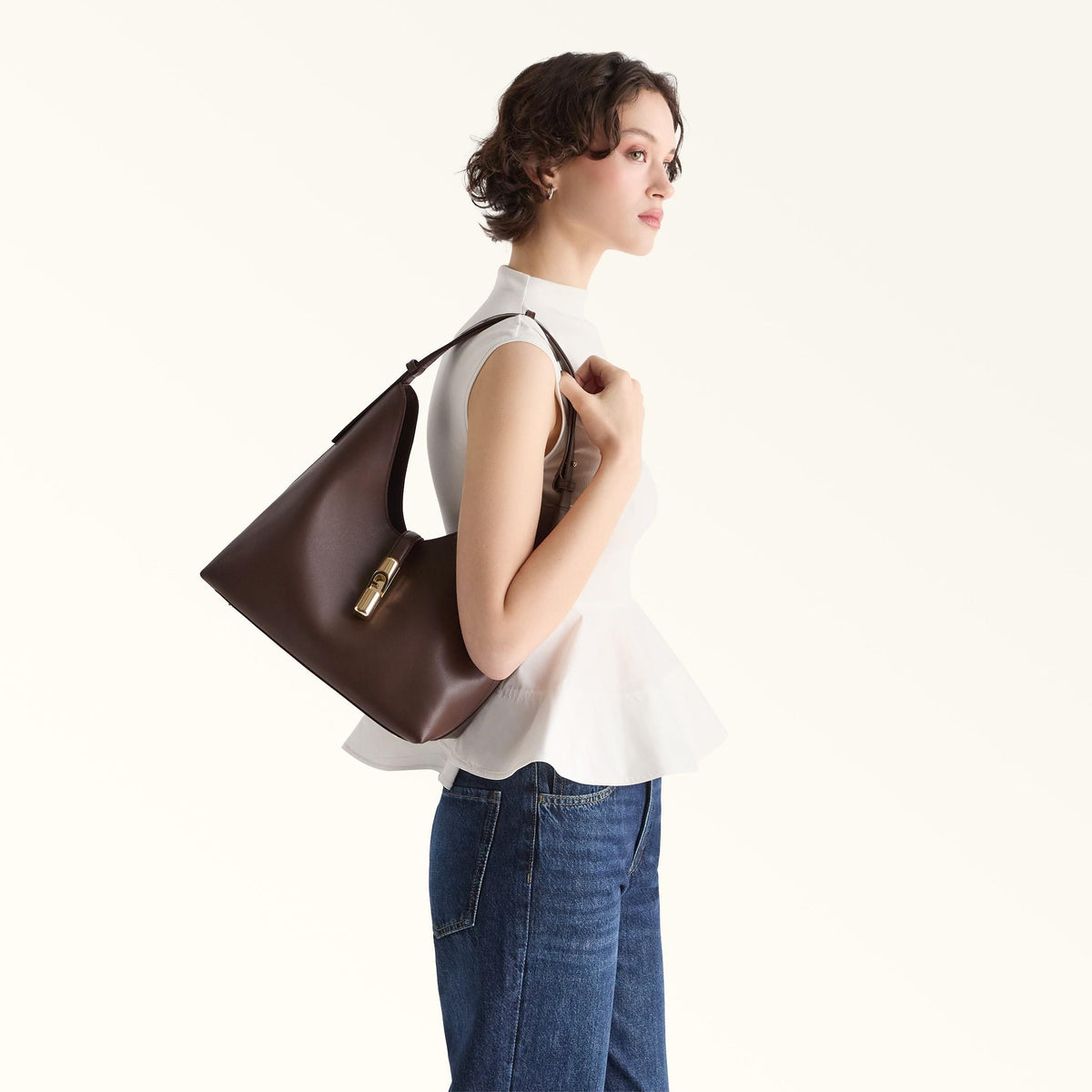 Furla Goccia Shoulder Bag M Cioccolato - Furla