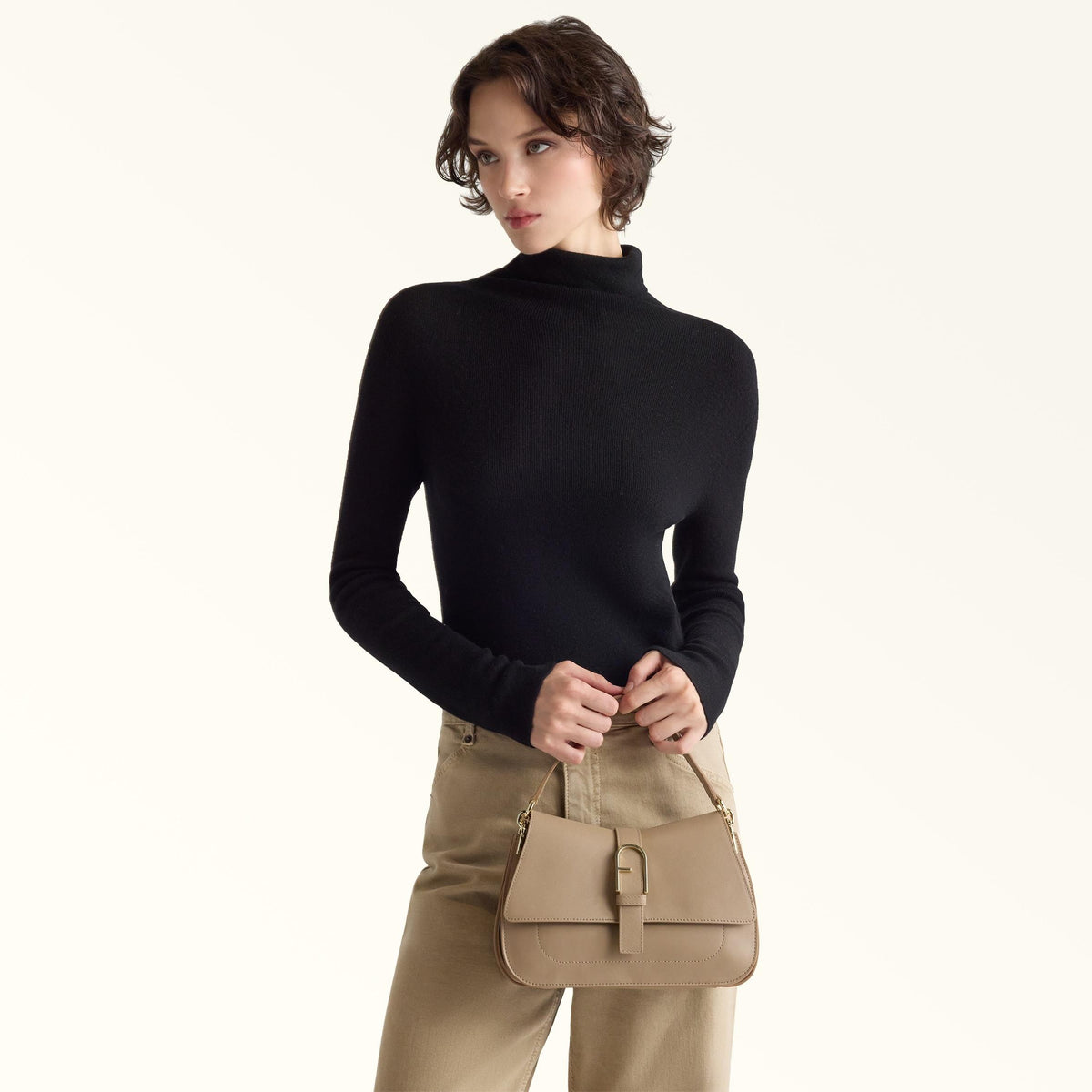 Furla Flow Top Handle M Greige - Furla