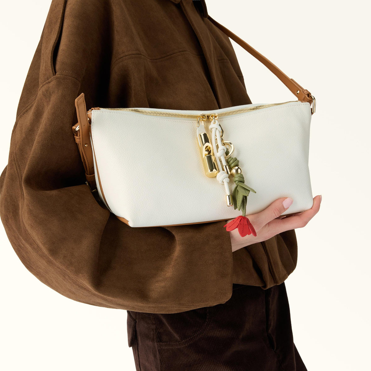 Furla Debby Shoulder Bag Panna+Brandy - Furla