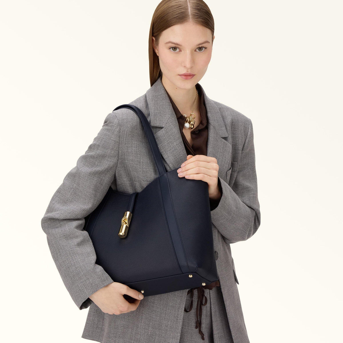 Furla Goccia Tote L Ink Blue - Furla