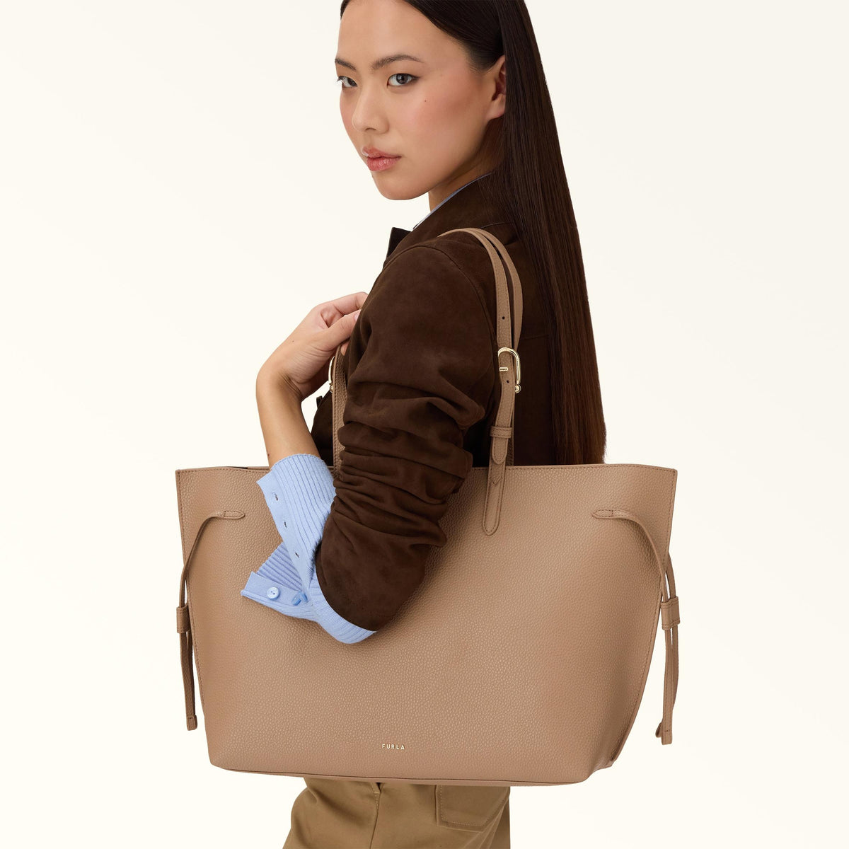 Furla Ava Tote L Toffee+Nero Int. - Furla