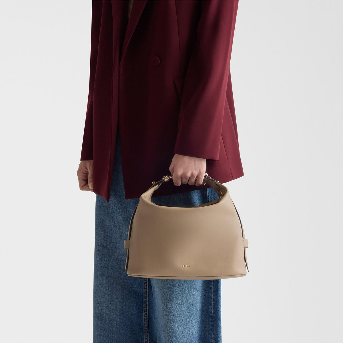 Furla Nuvola Shoulder Bag M Greige - Furla