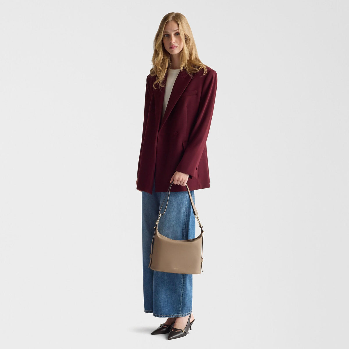 Furla Nuvola Shoulder Bag M Greige - Furla