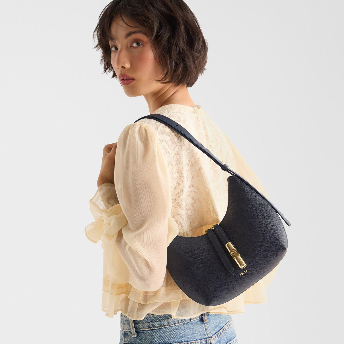 Furla Goccia Shoulder Bag S Ink Blue - Furla