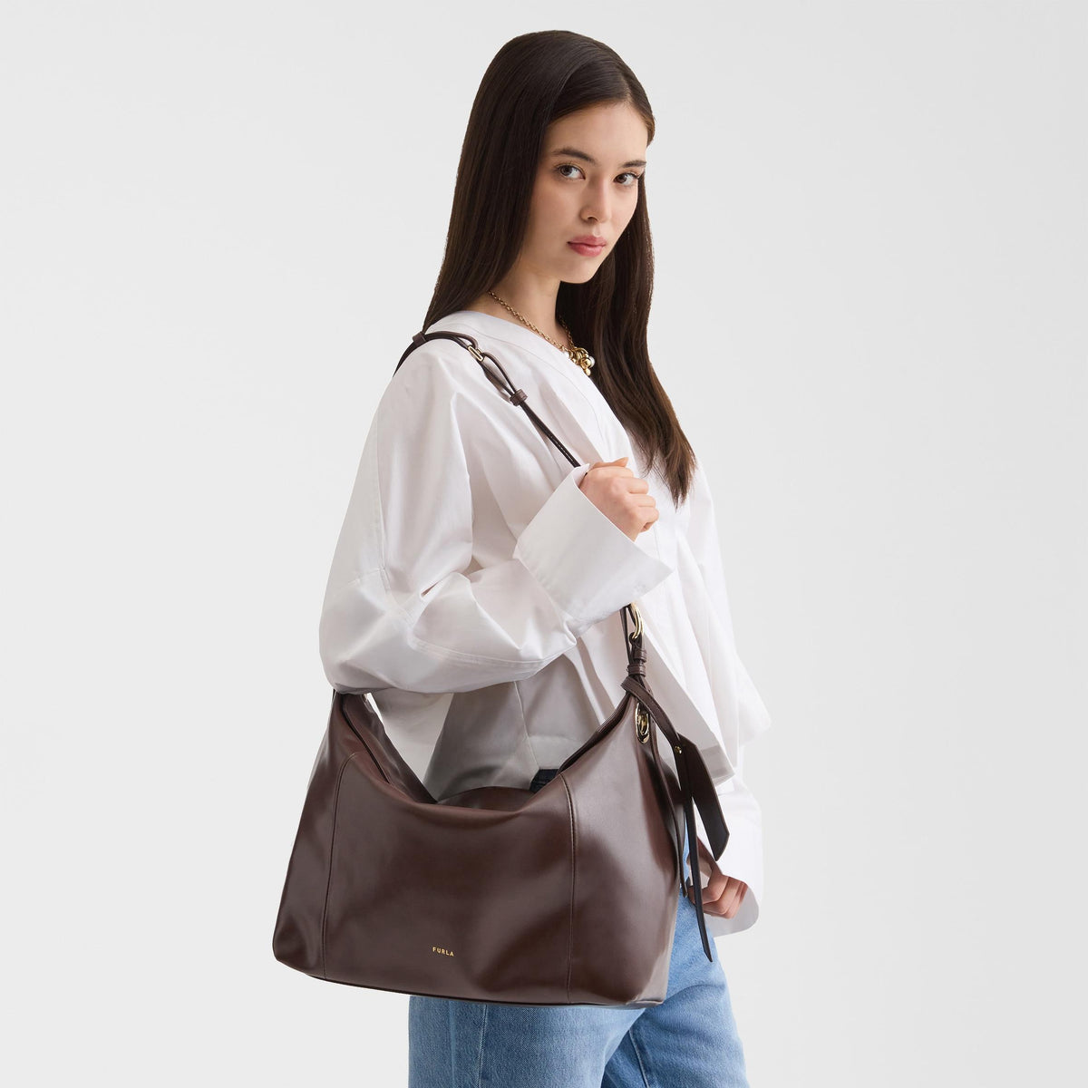 Furla Ginevra Shoulder Bag L Espresso - Furla