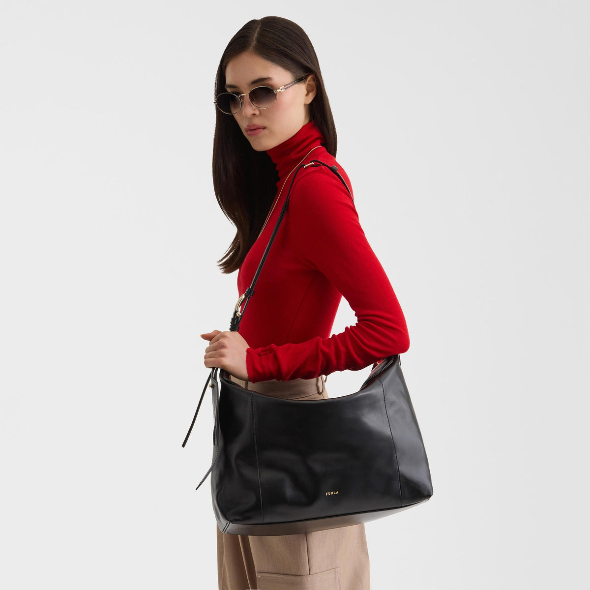 Furla Ginevra Shoulder Bag L Nero - Furla